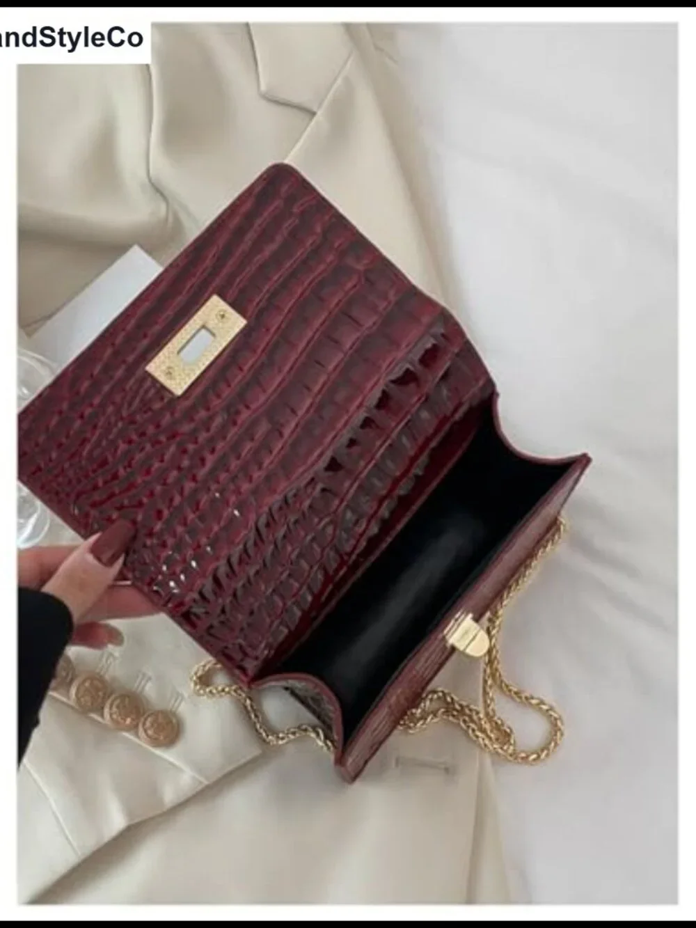 Crocodile Print PU Leather Top Handle Shoulder Bag Crossbody Purse